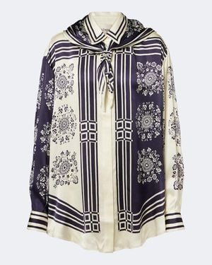 ALÉMAIS Banderra Scarf-Detail Printed Silk Shirt - Blue