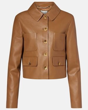Altuzarra Astley Cropped Leather Jacket - Brown