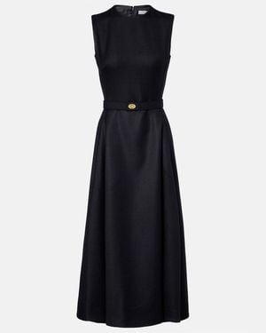 Burberry Prince Of Wales Check Wool Midi Dress - Black