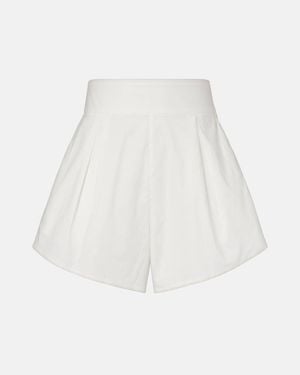 Adriana Degreas Solid Pleated Cotton Shorts - White