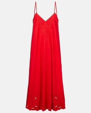Juliet Dunn Embroidered Cotton Poplin Midi Dress