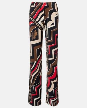 PUCCI Printed Jersey Satin Straight Trousers - Multicolour