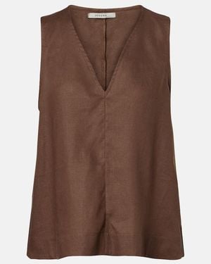 Asceno Linen Top - Brown