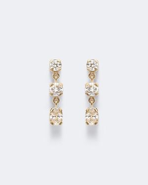 Sophie Bille Brahe Pendientes Amis Ovale De Oro De 18 Ct Con Diamantes - Blanco