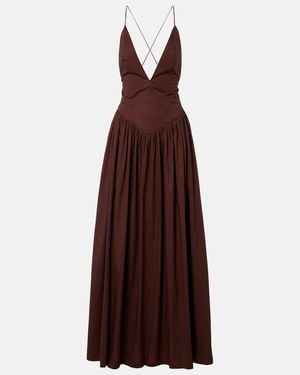 Adriana Degreas Open-Back Cotton Maxi Dress - Purple
