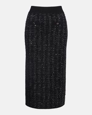 Veronica Beard Corbin Tweed Midi Skirt - Black