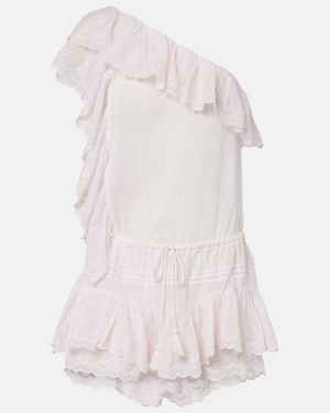Isabel Marant Lalia Embroidered Ruffled Minidress - Pink