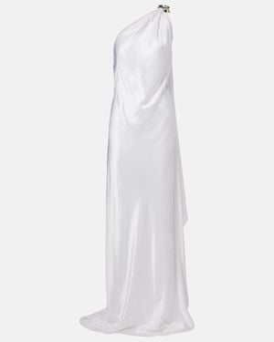 Ralph Lauren Posie One-Shoulder Satin Gown - White