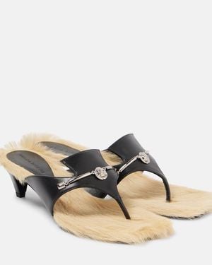 Magda Butrym Shearling-Trimmed Leather Sandals - Black