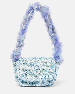 SUSAN FANG Mini Crochet Lace Shoulder Bag - Blue