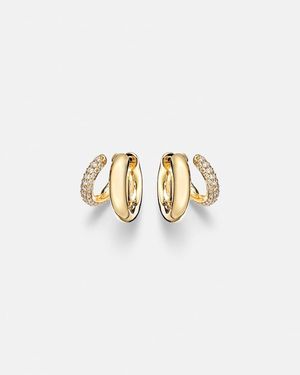 Sydney Evan Pendientes De Aro Hollow Tuben De Oro De 14 Ct Con Diamantes - Metálico