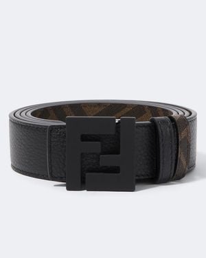 Fendi Ff Zucca Reversible Leather Belt - Black