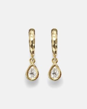 Octavia Elizabeth Hidden Gem 18Kt Huggie Earrings With Diamonds - White
