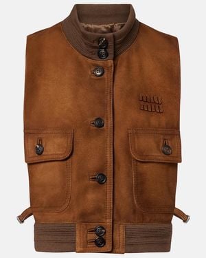 Miu Miu Suede Vest - Brown