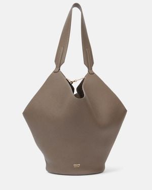 KHAITE Lotus Small Leather Tote Bag - Brown