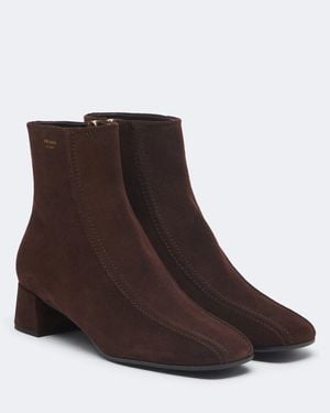 Prada Suede Ankle Boots - Brown