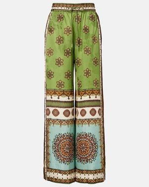 ALÉMAIS Contina Jacquard Palazzo Pants - Green