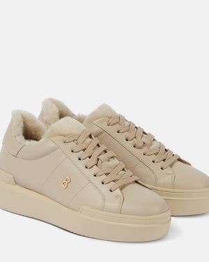 Bogner Hollywood Shearling-Trimmed Leather Trainers - Natural