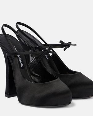 Dolce & Gabbana Vally Satin Slingback Platform Court Shoes - Black