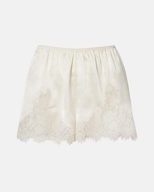 Doen Shorts Iona De Seda Con Encaje - Blanco