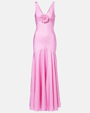 Rodarte Floral-Applique Silk Twill Gown - Pink