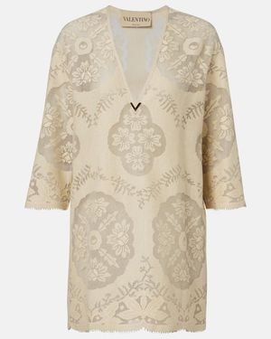 Valentino Vgold Floral Cotton-Blend Tunic - Natural