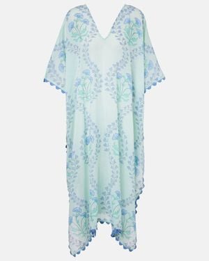 Juliet Dunn Printed Cotton Beach Cover-Up - Blue