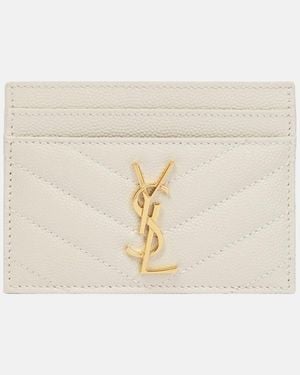 Saint Laurent Monogram Quilted Card Holder - Natural