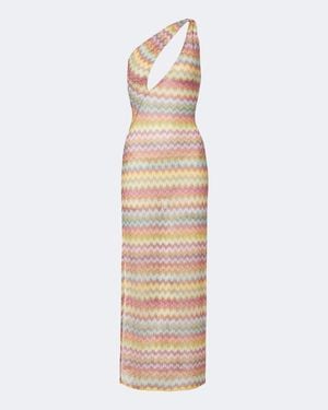 Missoni Vestido Largo Asimetrico De Lame En Zigzag - Neutro