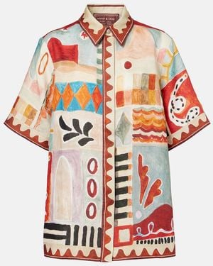 ALÉMAIS X Lrnce Michelle Printed Linen Shirt - Red