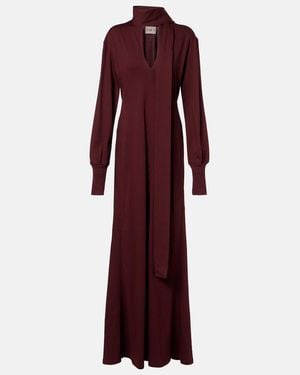 Plan C Scarf-Detail Cotton Maxi Dress - Purple