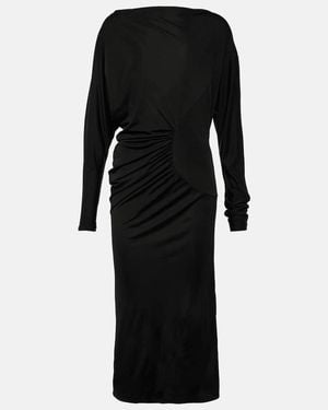 KHAITE Oron Gathered Long-sleeve Dress - Black