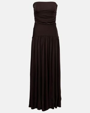 STAUD Mariana Shirred Jersey Maxi Dress - Black