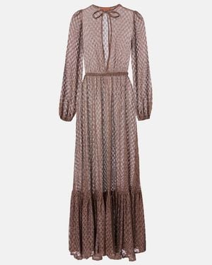 Missoni Open-Knit Lame Maxi Dress - Purple