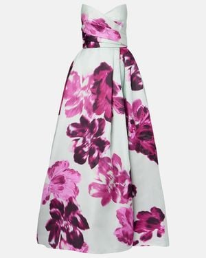 Monique Lhuillier Floral Silk Gazar Gown - Pink