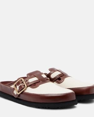 Birkenstock Boston Leather-Trimmed Woven Clogs - Brown
