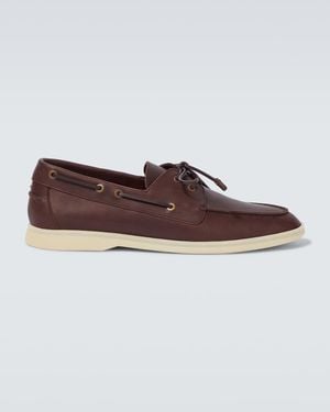 Loro Piana Sea-Sail Walk Leather Boat Shoes - Brown