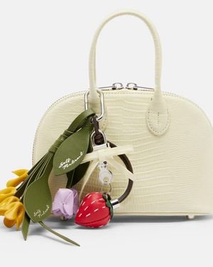 Self-Portrait Lizard Small Leather Top-Handle Bag - Natural