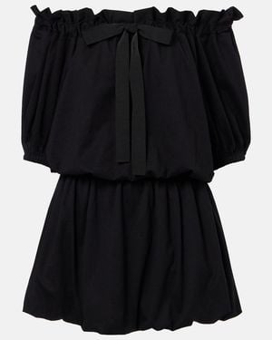 Patou Tie-Neck Cotton Faille Minidress - Black