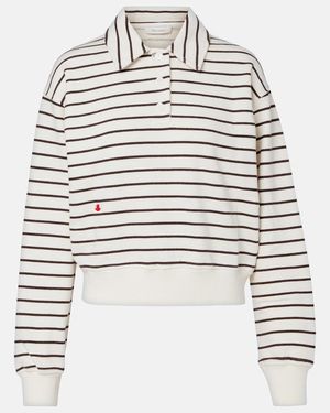 JW Anderson Cropped Striped Cotton Polo Jumper - White