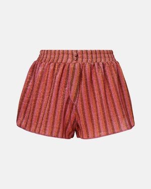 Oséree Striped Lame Shorts - Red