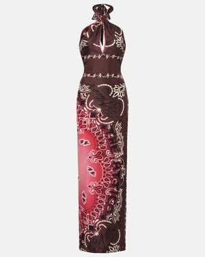 The Attico Printed Silk Maxi Dress - Red
