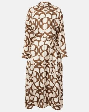 Max Mara Ileana Printed Silk Twill Shirt Dress - Natural