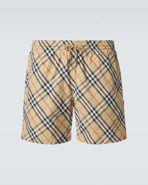 Burberry Check Swim Trunks - Brown