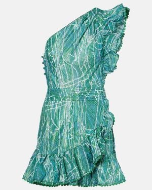 Poupette Corinne Printed Cotton-Blend Minidress - Green