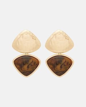 Self-Portrait Embellished Drop Earrings - Natural