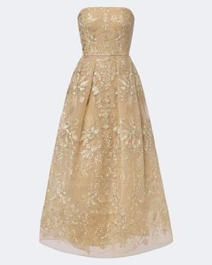 Elie Saab Floral Lace Cocktail Dress - Natural