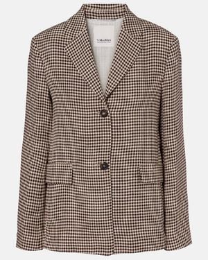 Max Mara Gita Checked Linen Blazer - Brown