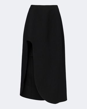 Jil Sander Asymmetric Virgin Wool Midi Skirt - Black