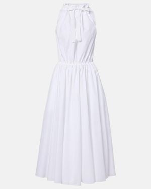 Patou Gathered Cotton Midi Dress - White